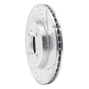 Mini Cooper Brake Rotor (1) - Front Right - R1 Concepts - Drilled & Slotted - Silver - `07-`15